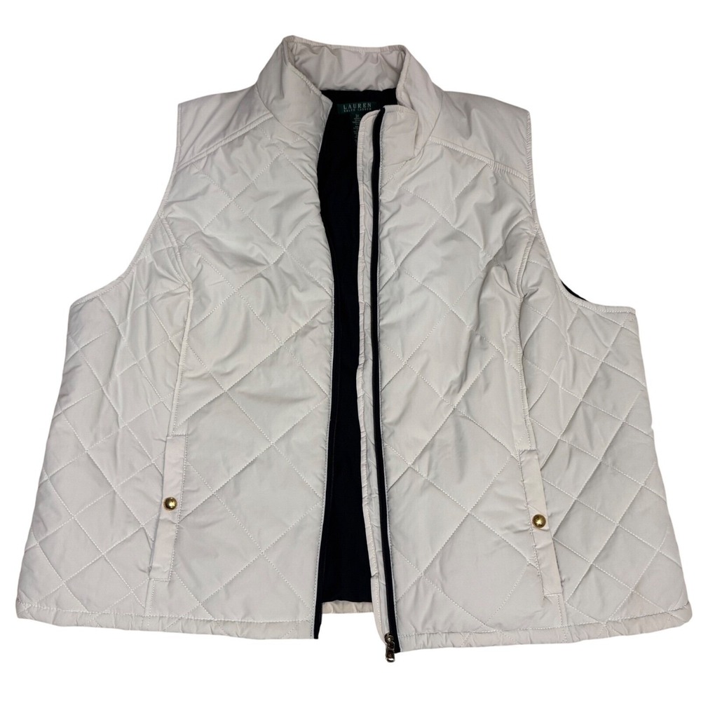 Lauren Ralph Lauren Womens 3X White Quilted Full Zip Puffer Vest Mock Neck - Picture 5 of 8